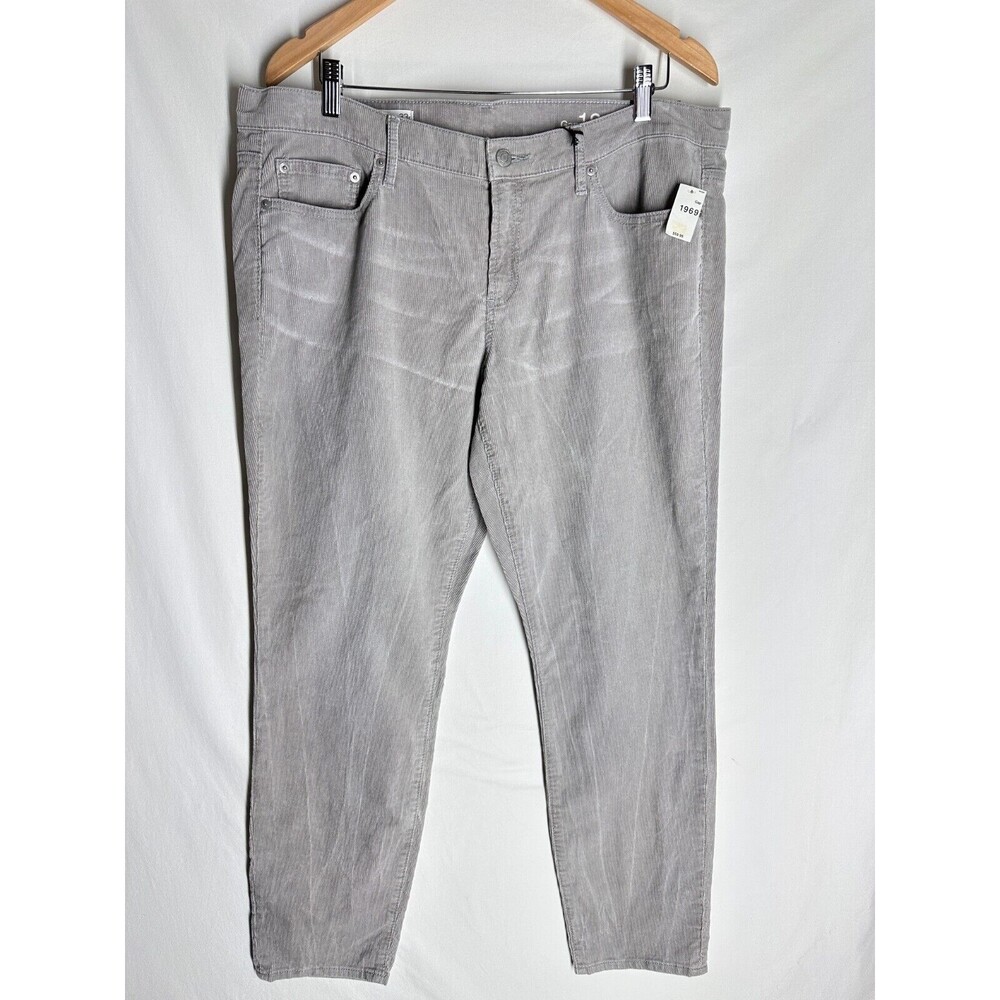 NWT Gap 1969 Womens Corduroy Pants Always Skinny Gray Cotton Blend Size 33r